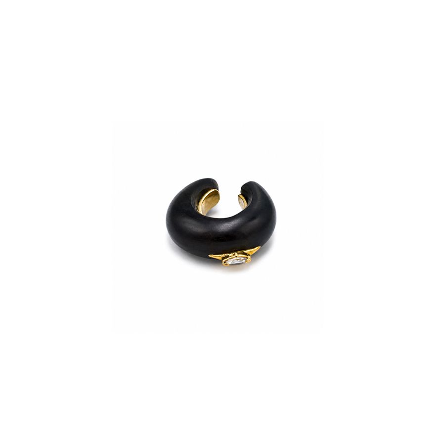 Single ebony earring with a marquise-cut stone Totem | OR MONOMQ 0,15+O.G.